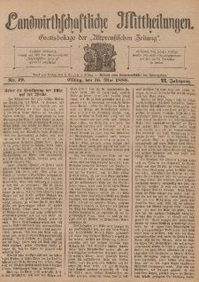 Landwirthschaftliche Mittheilungen, Nr 19, 16. Mai, 6 Jahrgang