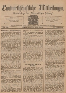 Landwirthschaftliche Mittheilungen, Nr 20, 23. Mai, 6 Jahrgang
