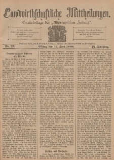 Landwirthschaftliche Mittheilungen, Nr 25, 27. Juni, 6 Jahrgang