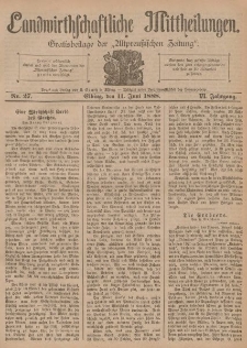 Landwirthschaftliche Mittheilungen, Nr 27, 11. Juni, 6 Jahrgang