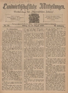 Landwirthschaftliche Mittheilungen, Nr 32, 15. August, 6 Jahrgang
