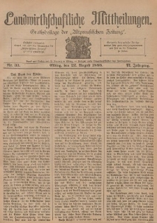 Landwirthschaftliche Mittheilungen, Nr 33, 22. August, 6 Jahrgang