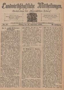 Landwirthschaftliche Mittheilungen, Nr 37, 19. September, 6 Jahrgang
