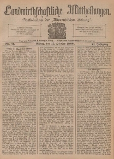 Landwirthschaftliche Mittheilungen, Nr 41, 17. Oktober, 6 Jahrgang