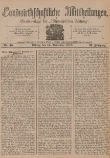 Landwirthschaftliche Mittheilungen, Nr 45, 14. November, 6 Jahrgang