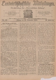 Landwirthschaftliche Mittheilungen, Nr 48, 28. November, 6 Jahrgang