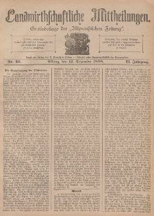 Landwirthschaftliche Mittheilungen, Nr 50, 12. Dezember, 6 Jahrgang