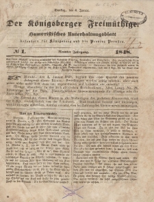 Der Königsberger Freimüthige, Nr. 1 Dienstag, 4 Januar 1848