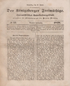 Der Königsberger Freimüthige, Nr. 11 Donnerstag, 27 Januar 1848