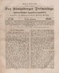 Der Königsberger Freimüthige, Nr. 12 Sonnabend, 29 Januar 1848