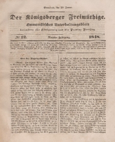 Der Königsberger Freimüthige, Nr. 12 Sonnabend, 29 Januar 1848