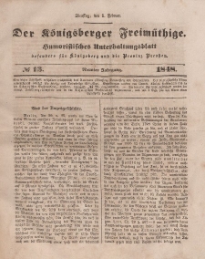 Der Königsberger Freimüthige, Nr. 13 Dienstag, 1 Februar 1848
