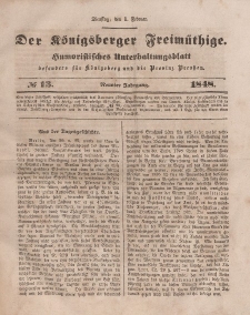 Der Königsberger Freimüthige, Nr. 13 Dienstag, 1 Februar 1848
