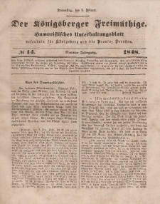 Der Königsberger Freimüthige, Nr. 14 Donnerstag, 3 Februar 1848
