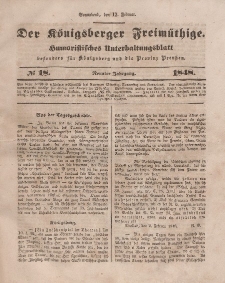 Der Königsberger Freimüthige, Nr. 18 Sonnabend, 12 Februar 1848