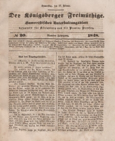 Der Königsberger Freimüthige, Nr. 20 Donnerstag, 17 Februar 1848