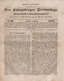 Der Königsberger Freimüthige, Nr. 21 Sonnabend, 19 Februar 1848