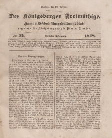 Der Königsberger Freimüthige, Nr. 22 Dienstag, 22 Februar 1848
