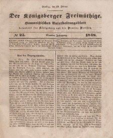 Der Königsberger Freimüthige, Nr. 25 Dienstag, 29 Februar 1848