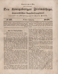 Der Königsberger Freimüthige, Nr. 27 Sonnabend, 4 März 1848