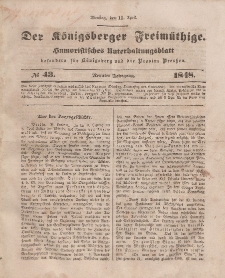 Der Königsberger Freimüthige, Nr. 43 Dienstag, 11 April 1848