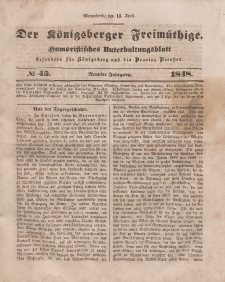 Der Königsberger Freimüthige, Nr. 45 Sonnabend, 15 April 1848