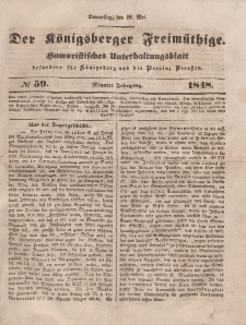 Der Königsberger Freimüthige, Nr. 59 Donnerstag, 18 Mai 1848