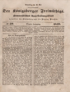 Der Königsberger Freimüthige, Nr. 59 Donnerstag, 18 Mai 1848