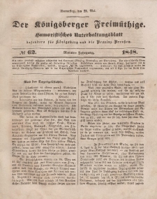 Der Königsberger Freimüthige, Nr. 62 Donnerstag, 25 Mai 1848