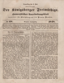 Der Königsberger Freimüthige, Nr. 68 Donnerstag, 8 Juni 1848
