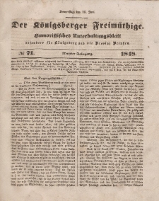 Der Königsberger Freimüthige, Nr. 71 Donnerstag, 15 Juni 1848