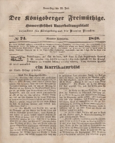 Der Königsberger Freimüthige, Nr. 74 Donnerstag, 22 Juni 1848