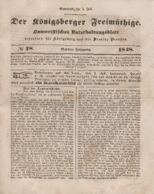 Der Königsberger Freimüthige, Nr. 78 Sonnabend, 1 Juli 1848