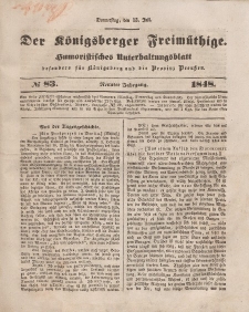 Der Königsberger Freimüthige, Nr. 83 Donnerstag, 13 Juli 1848