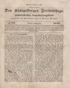 Der Königsberger Freimüthige, Nr. 84 Sonnabend, 15 Juli 1848