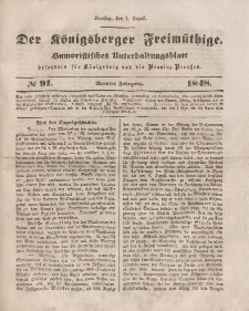 Der Königsberger Freimüthige, Nr. 91 Dienstag, 1 August 1848
