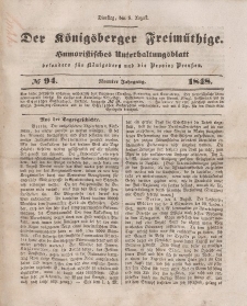 Der Königsberger Freimüthige, Nr. 94 Dienstag, 8 August 1848