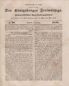 Der Königsberger Freimüthige, Nr. 98 Donnerstag, 17 August 1848