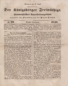 Der Königsberger Freimüthige, Nr. 99 Sonnabend, 19 August 1848