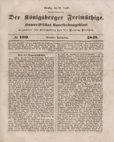 Der Königsberger Freimüthige, Nr. 100 Dienstag, 22 August 1848