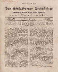 Der Königsberger Freimüthige, Nr. 102 Sonnabend, 26 August 1848