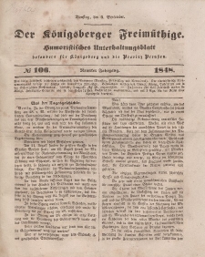 Der Königsberger Freimüthige, Nr. 106 Dienstag, 5 September 1848