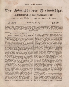 Der Königsberger Freimüthige, Nr. 109 Dienstag, 12 September 1848