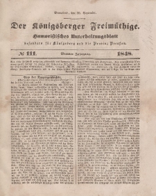 Der Königsberger Freimüthige, Nr. 111 Sonnabend, 16 September 1848