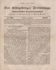 Der Königsberger Freimüthige, Nr. 112 Dienstag, 19 September 1848