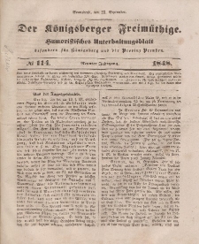 Der Königsberger Freimüthige, Nr. 114 Sonnabend, 23 September 1848
