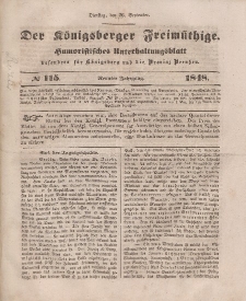 Der Königsberger Freimüthige, Nr. 115 Dienstag, 26 September 1848