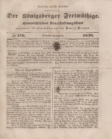 Der Königsberger Freimüthige, Nr. 116 Donnerstag, 28 September 1848