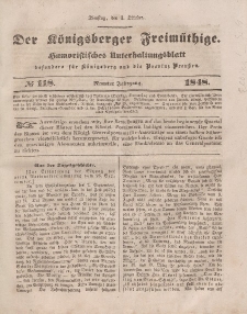 Der Königsberger Freimüthige, Nr. 118 Dienstag, 3 Oktober 1848