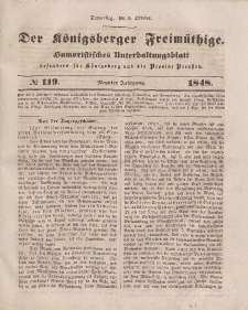 Der Königsberger Freimüthige, Nr. 119 Donnerstag, 5 Oktober 1848